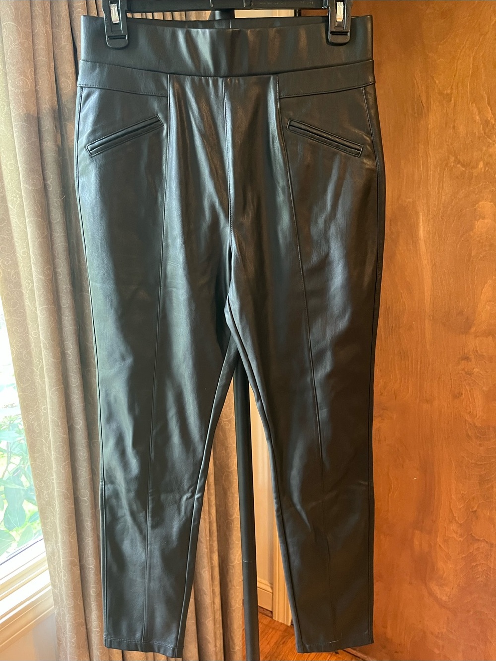 Ci Sono Black Faux Leather Straight-Leg Women's Pants